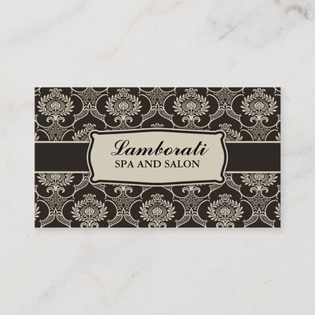 Elegant yrkesmässig vintagedamastblommönster visitkort (Framsida)