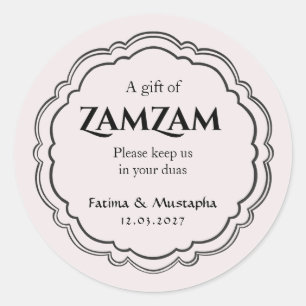 Elegant Zamzam vattenpresent med anpassade namn Runt Klistermärke