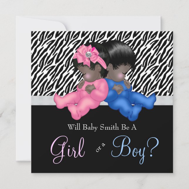 Elegant Zebra Baby Gender Reveal Shower Inbjudningar (Framsida)