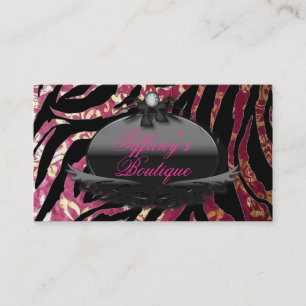 Elegant Zebra fuchsia Damask Mode Affärskort Visitkort