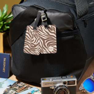 Elegant Zebra Mocha Mönster Bagagebricka