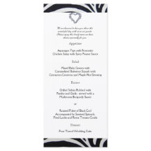 Elegant Zebra Rand Bröllop Menu