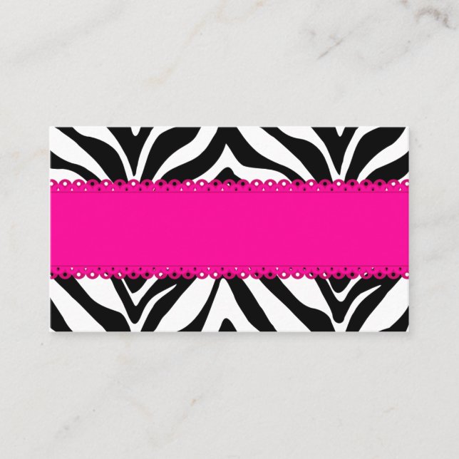 Elegant Zebra tryck Anpassningsbar Rosa Placeringskort (Framsida)