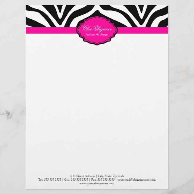 Elegant Zebra tryck Letterhead Brevhuvud (Framsida)