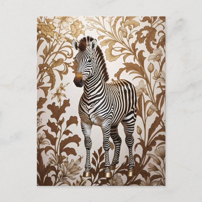 Elegant Zebra William Morris inspired  Vykort (Framsida)