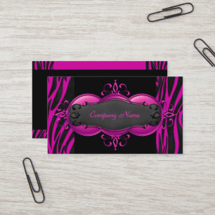 Elegant Zebradräkt Hot Pink Svart Butikskort Visitkort