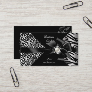 Elegant Zebralemopard Svart Diamantutseende Visitkort