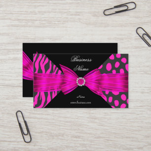 Elegant Zebraleopard Svart Hot pink Visitkort