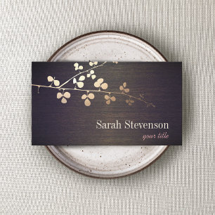 Elegant Zen Guld Gren Wood Nature Visitkort