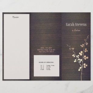 Elegant Zen Guld Gren Wood Spa Trifold Brochure