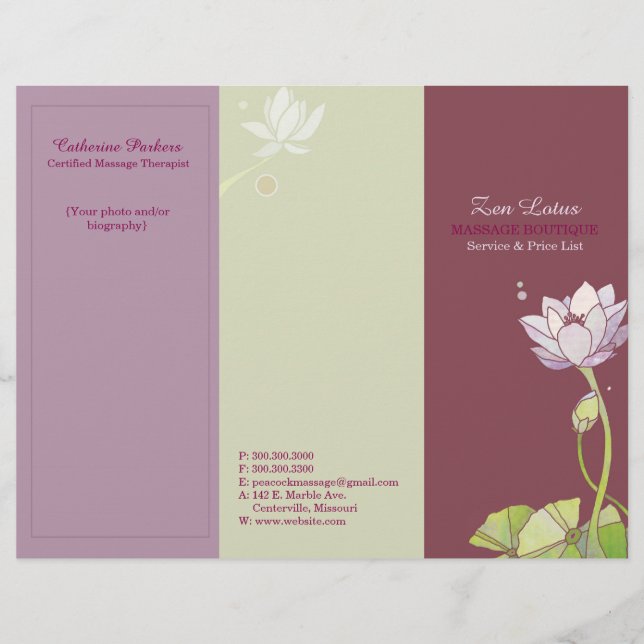 Elegant Zen Lotus Tri Fold Business Brochures (Framsida)