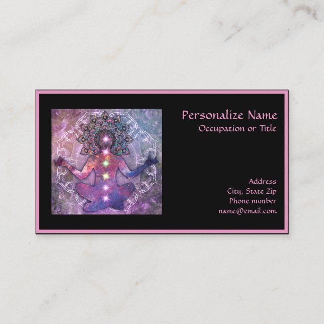 Elegant Zen Yoga Lotus Meditation Chakra Visitkort (Framsida)