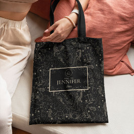 Elegant Zodiac Astrology Libra Black/Guld Tygkasse