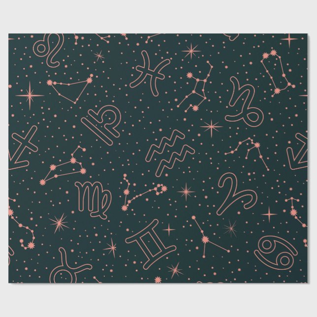 Elegant Zodiac Constellations & Astrology Symbols Presentpapper (Platt)