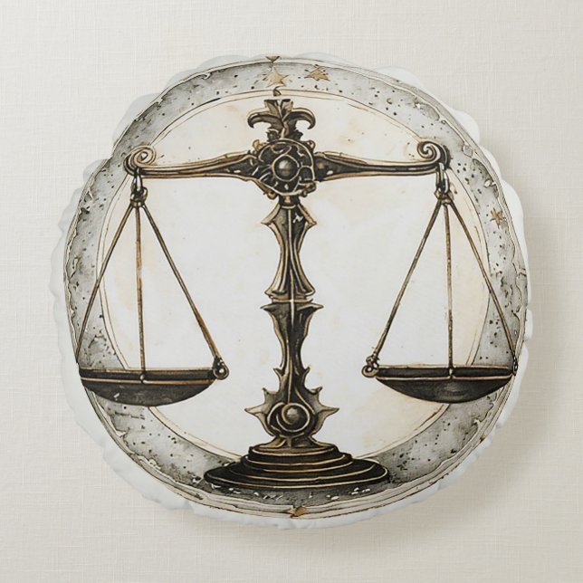 Elegant Zodiak Vågen Symbol Rund Kudde (Framsidan)