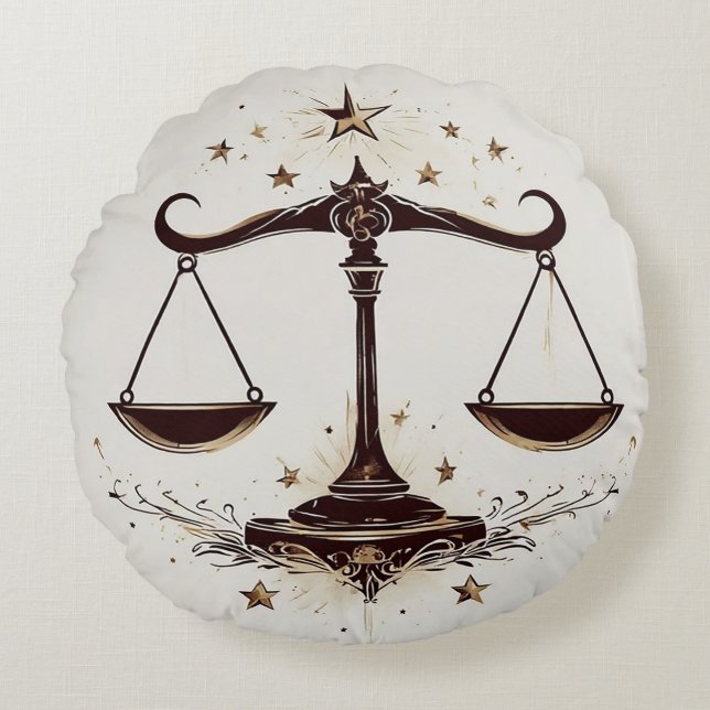 Elegant Zodiak Vågen Symbol Rund Kudde (Framsidan)