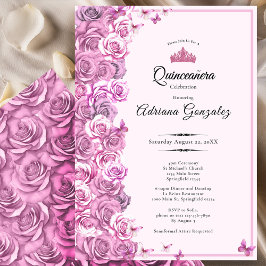 Eleganta 15-årsdag rosor Rosa Quinceanera Inbjudningar