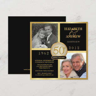 Eleganta 50-års bröllopsfirande fotoinbjudningar inbjudningar