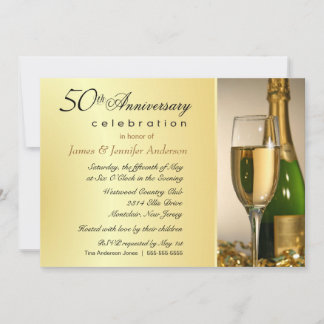 Eleganta 50-års gyllene jubileumsfestinbjudningar inbjudningar