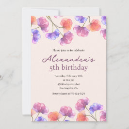 Eleganta 5-års inbjudningar Boho Floral Chic