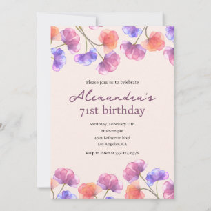 Eleganta 71-års inbjudningar Boho Floral Chic
