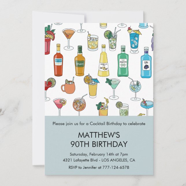 Eleganta 90-års födelsedagsinbjudningar Cocktail M Inbjudningar (Framsida)