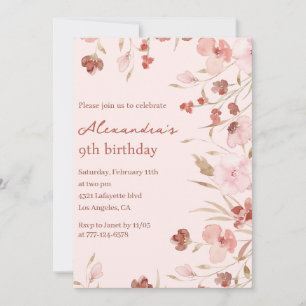 Eleganta 9-års inbjudningar Floral Chic