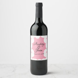 Eleganta Abstraka Vita Rosor Vinflaska Etikett