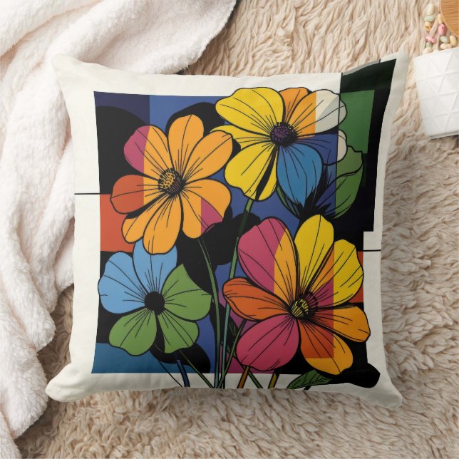 Eleganta abstrakta blommor kudde (Filt)