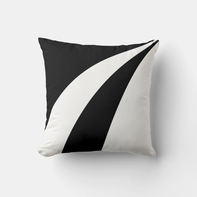 Eleganta abstrakta svarta och vita vågor kudde (Framsida)