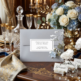 Eleganta adressetiketter med svart kant och vit te