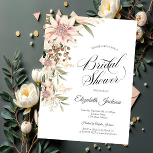 Eleganta akvarell boho blommor bröllopsdusch inbjudningar