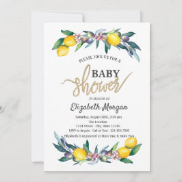 Eleganta akvarell citroner oliver baby shower inbjudningar