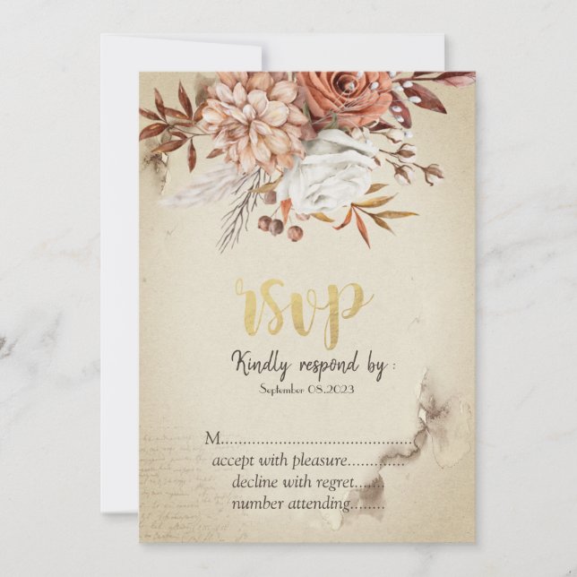 Eleganta akvarell höstblommor RSVP Inbjudningar (Framsida)