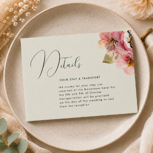 Eleganta akvarell korallrosa blomdetaljer tilläggskort