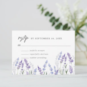 Eleganta akvarell lavendelblommor bröllop OSA kort