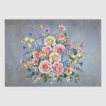 Eleganta akvarell pastellfärgade blommor decoupage