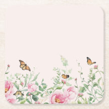 Eleganta akvarell peony och fjäril blomsterpapper