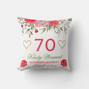 Eleganta akvarell rosa vårblommor födelsedag kudde