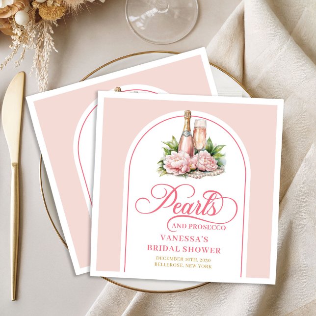 Eleganta akvarell roséguld bröllopsdusch servetter (Chic Watercolor Blush Gold Bridal Shower Napkin)