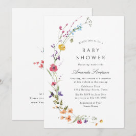 Eleganta akvarell vilda blommor baby shower inbjudningar