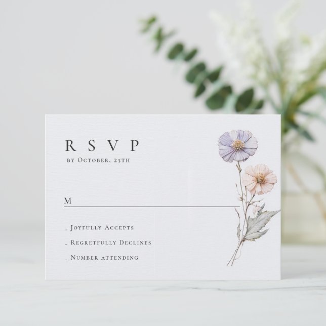 Eleganta akvarell vilda blommor blommande bröllop OSA kort (Stående Fram)