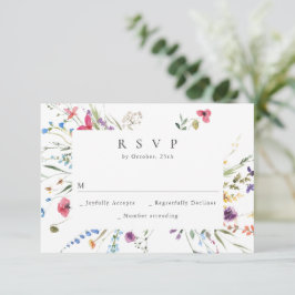 Eleganta akvarell vilda blommor blommande bröllop OSA kort
