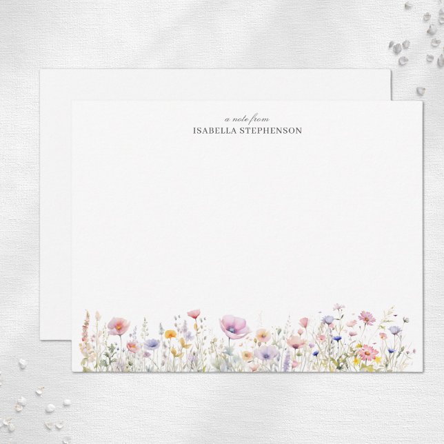 Eleganta akvarell vilda blommor Blommig Anteckningskort (Skapare uppladdad)