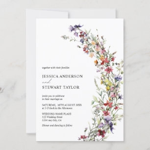 Eleganta akvarell vilda blommor foto bröllop inbjudningar