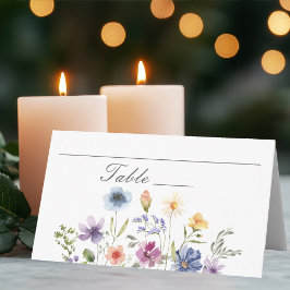 Eleganta akvarell vilda blommor vårbröllop placeringskort