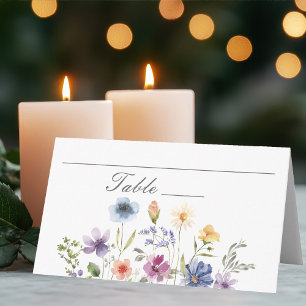 Eleganta akvarell vilda blommor vårbröllop placeringskort
