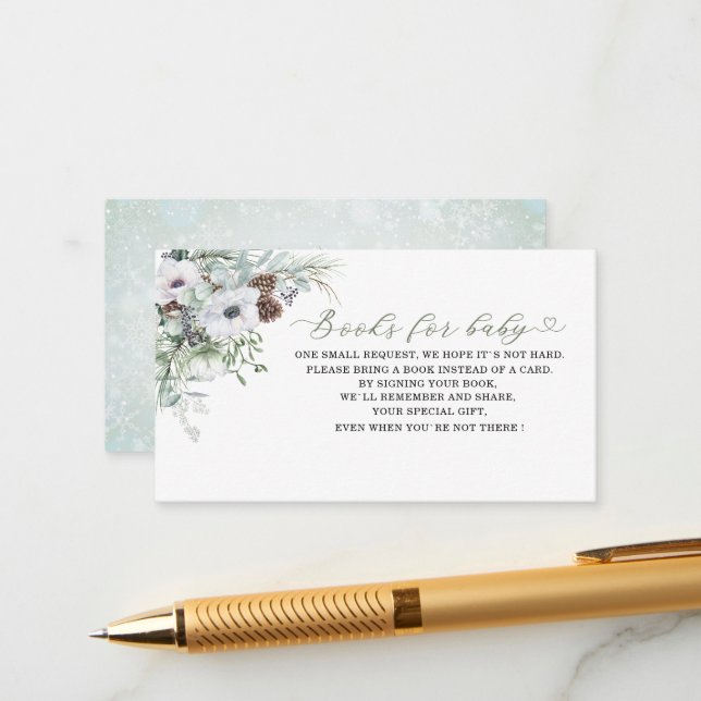 Eleganta akvarell vinteranemoner blommor böcker f tilläggskort (Fram/Back In Situ)