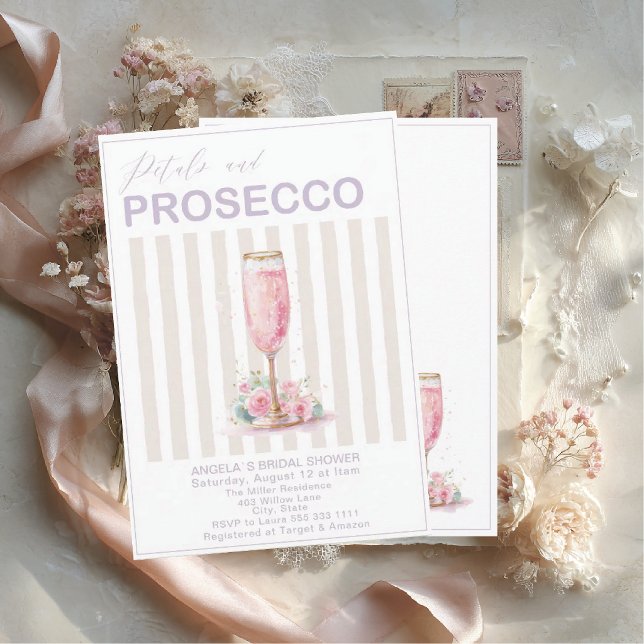 Eleganta akvarellblad och Prosecco  Bröllopsfest Inbjudningar (Skapare uppladdad)