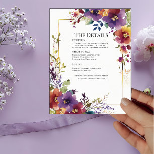 Eleganta akvarellblommor Detaljerad kort